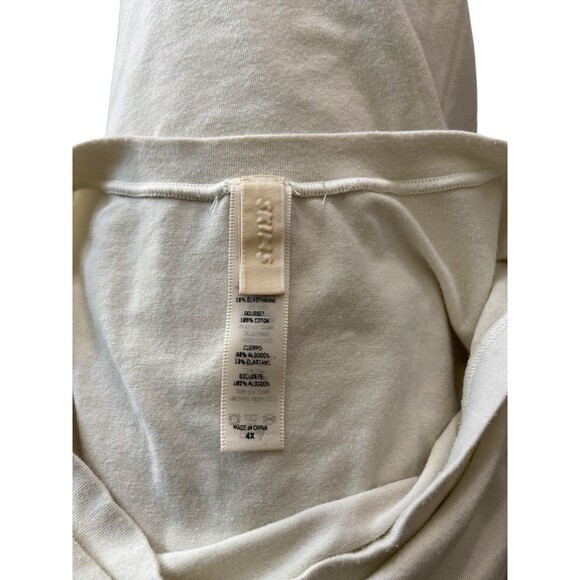 Skims Cotton Jersey Bodysuit T-Shirt Women’s 4X Cream Short Sleeve Stretch Snap - Picture 7 of 8
